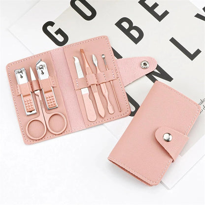 Kit coupe-ongles portable 7 pièces rose